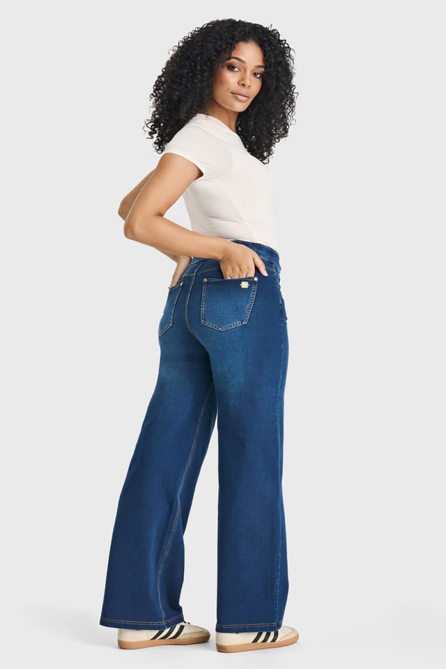 Freddy Freddy Women's N.O.W Denim High Waisted Wide Leg Jeans in Dark Blue - 2