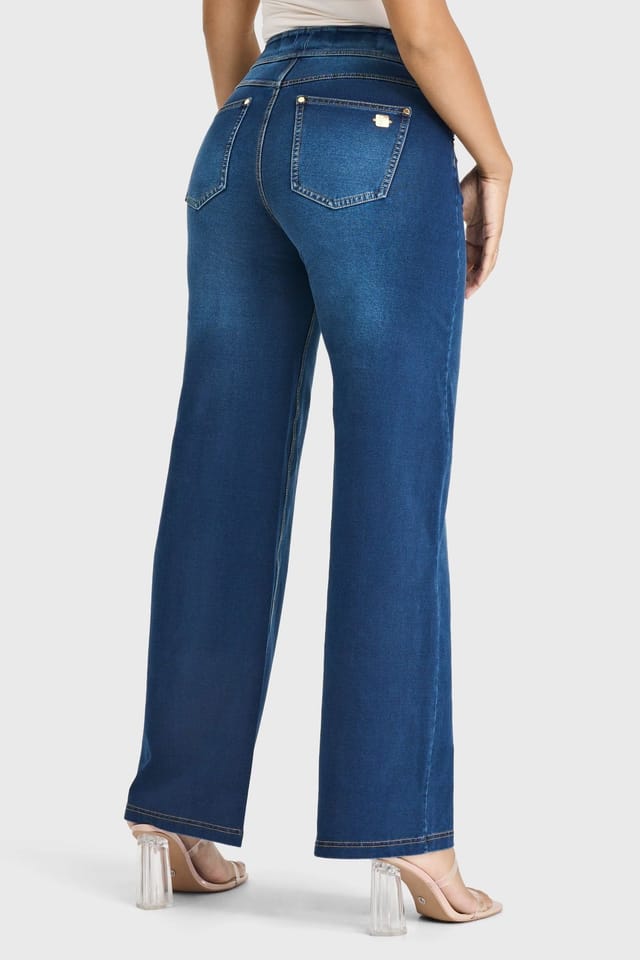 Freddy Freddy Women's N.O.W Denim High Waisted Wide Leg Jeans in Dark Blue - 3