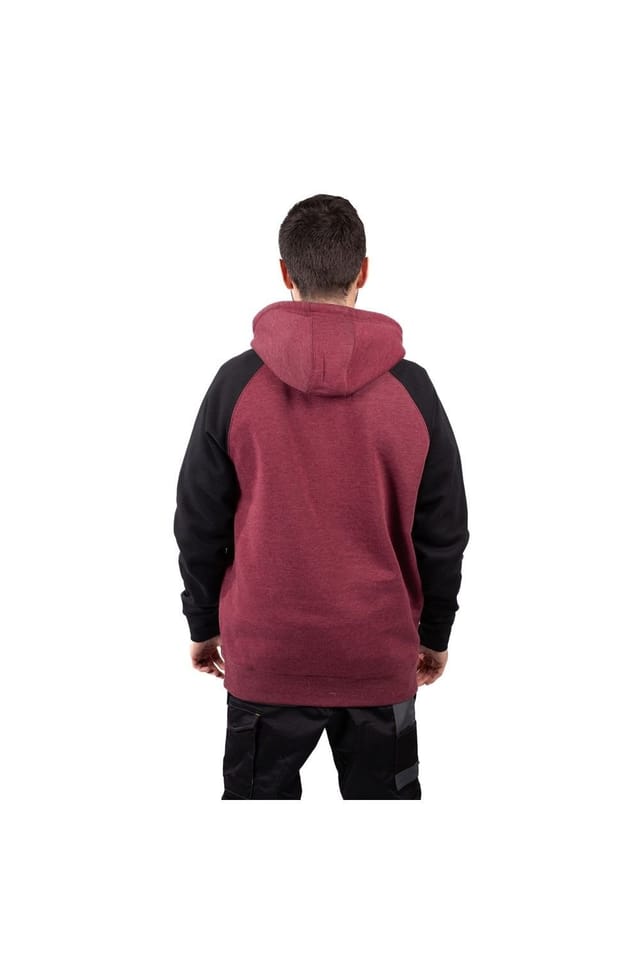 Caterpillar Caterpillar Men's Raglan Hooded Sweatshirt in Dark Red - 2