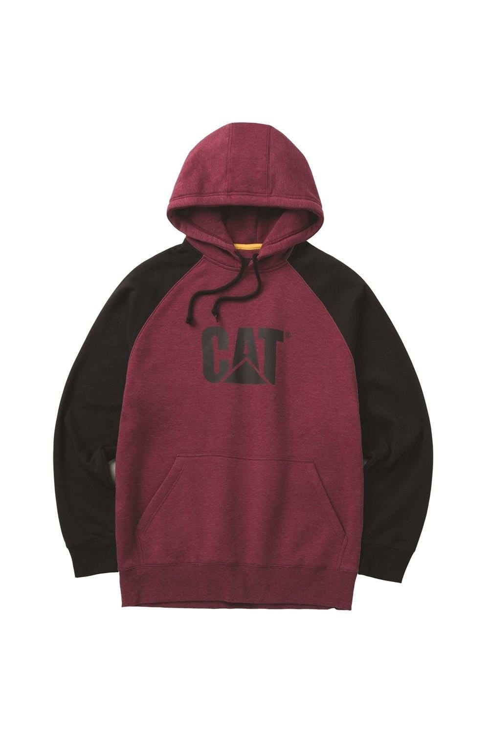 Caterpillar Caterpillar Men's Raglan Hooded Sweatshirt in Dark Red - 4