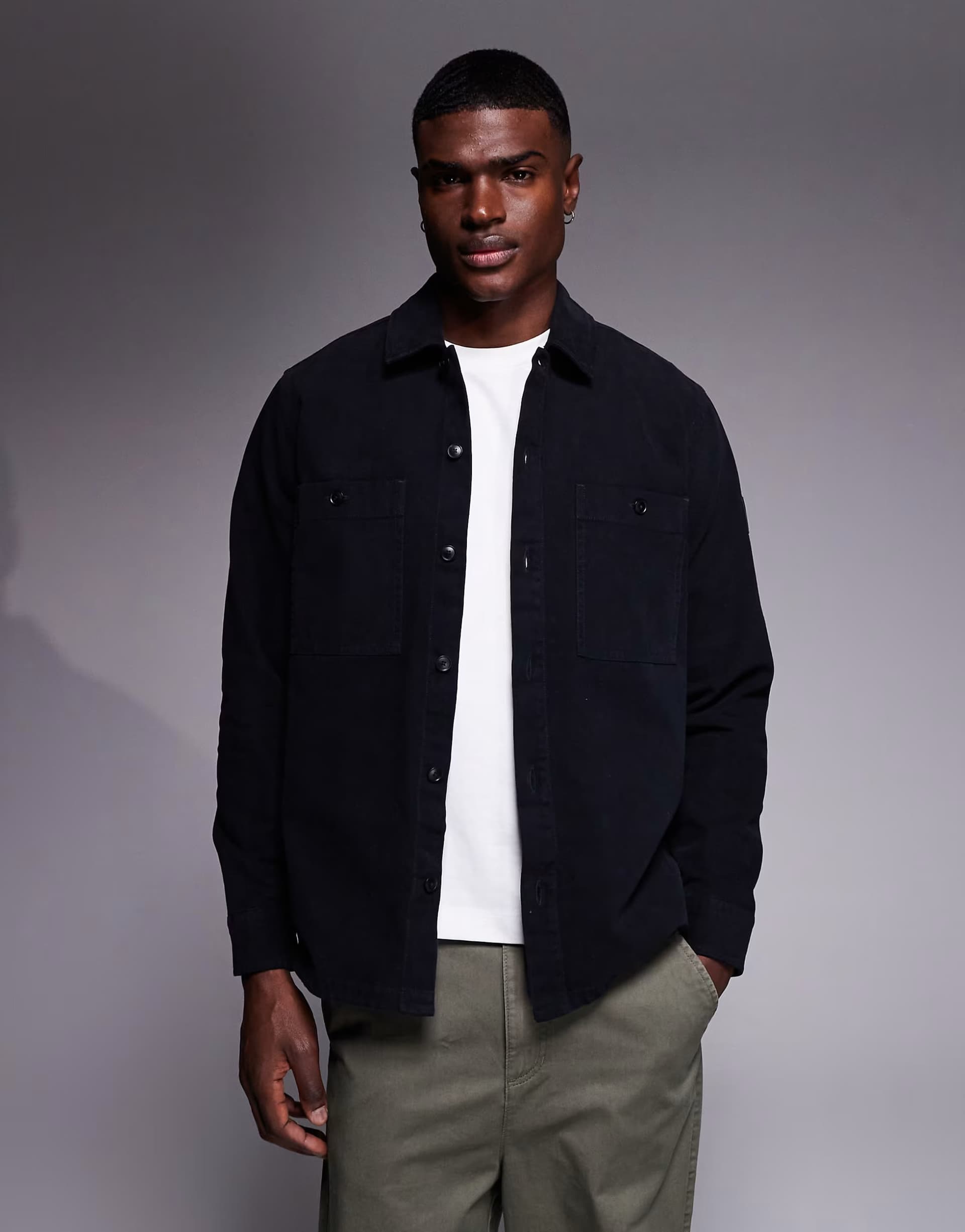 ASOS BOSS Orange locky oversized fit overshirt in black