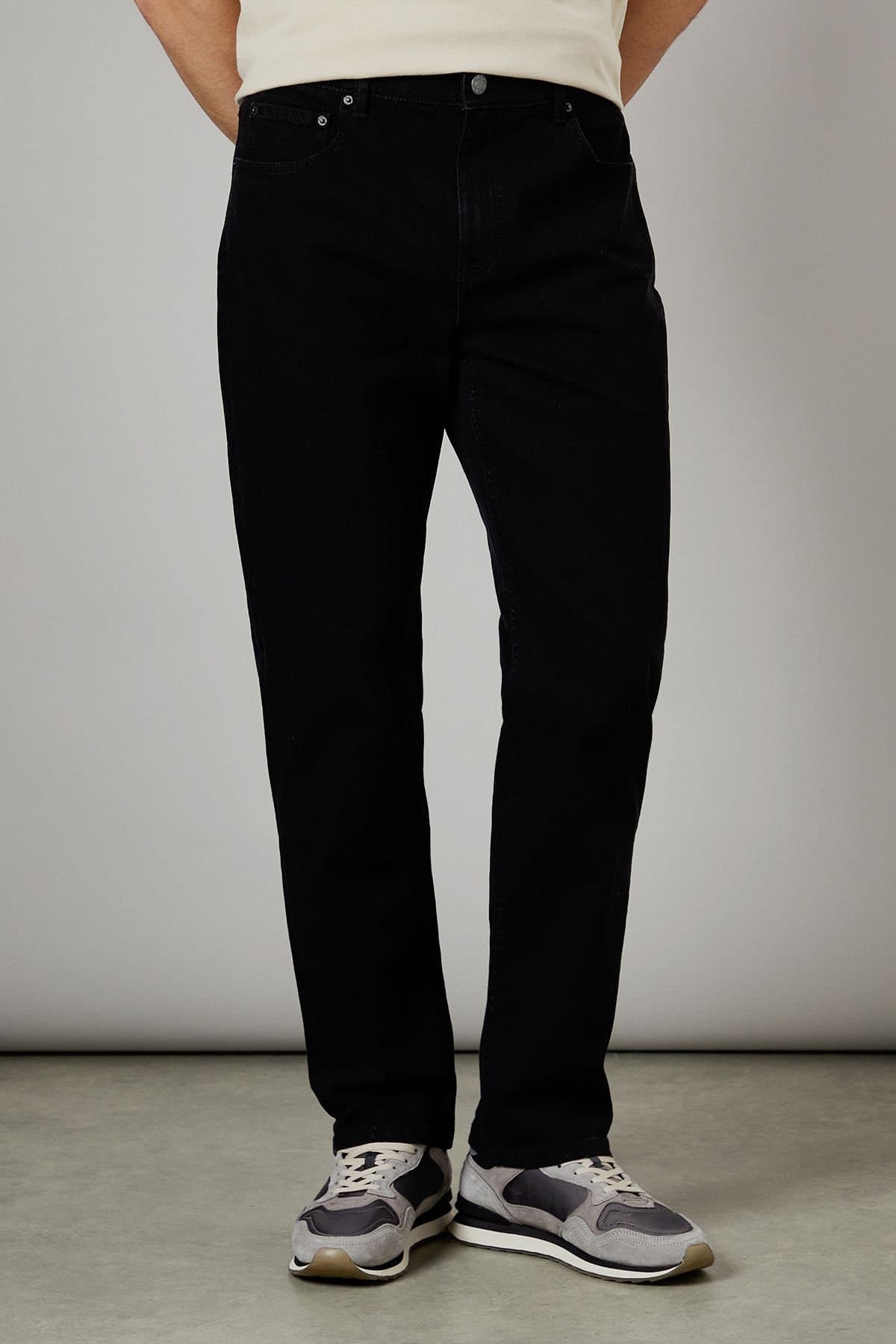 Burton Burton Men's Black Stretch Straight Fit Jeans