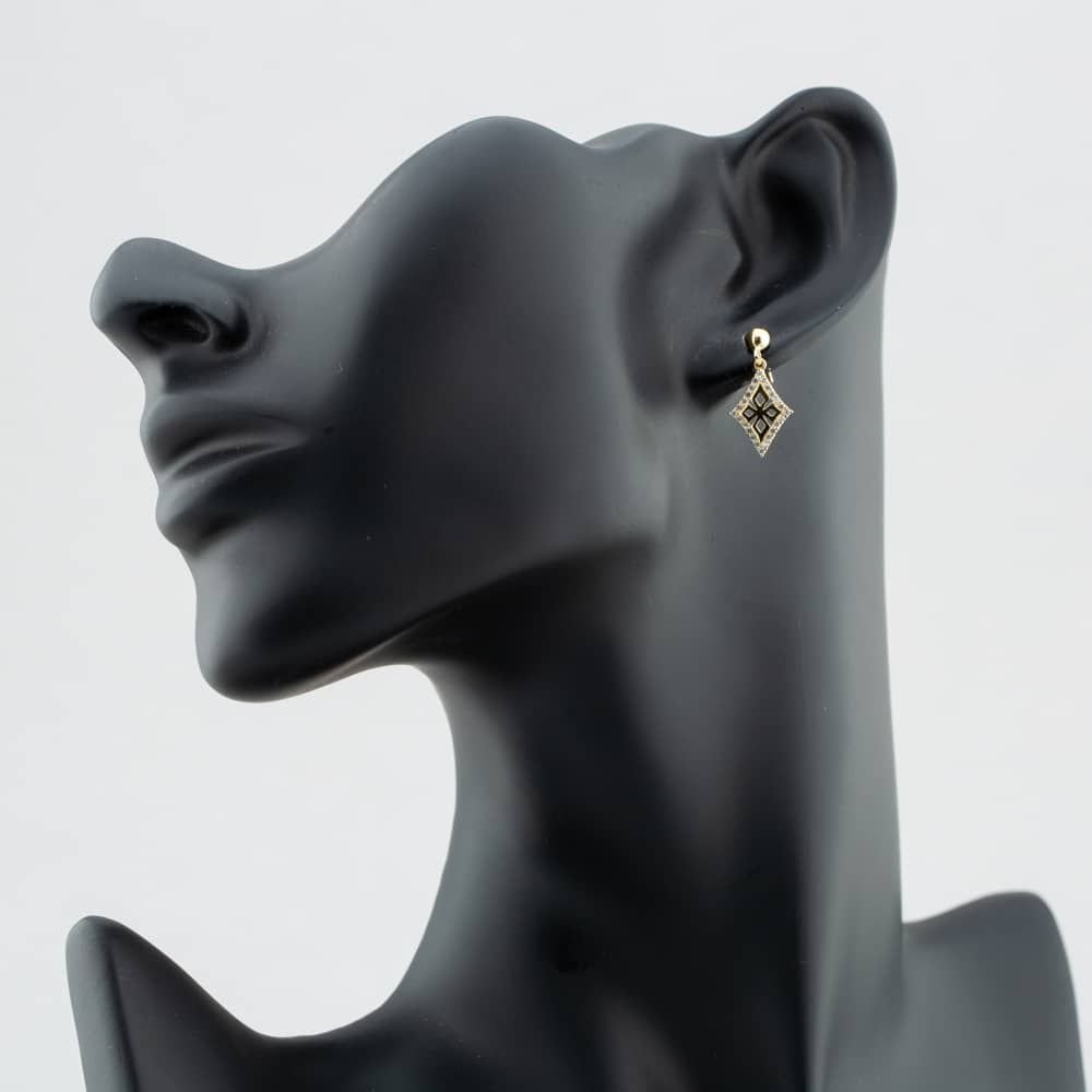 T.H.Baker T.H.Baker Women's 9ct Cubic Zirconia Open Heraldic Cross Earrings GER66-Y in Gold - 3