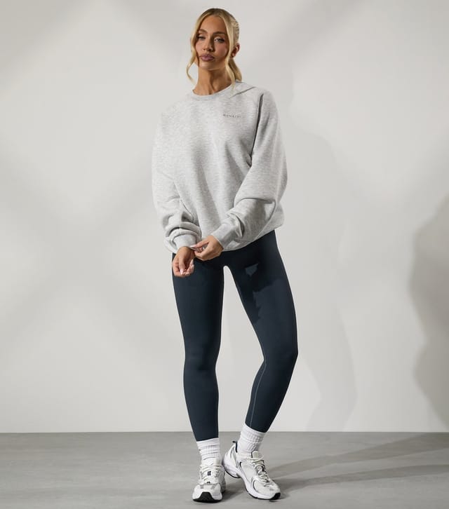 Gym King Women's 365 Light Grey Raglan Sleeve Crew Neck Sweatshirt Gym King New Look - 2
