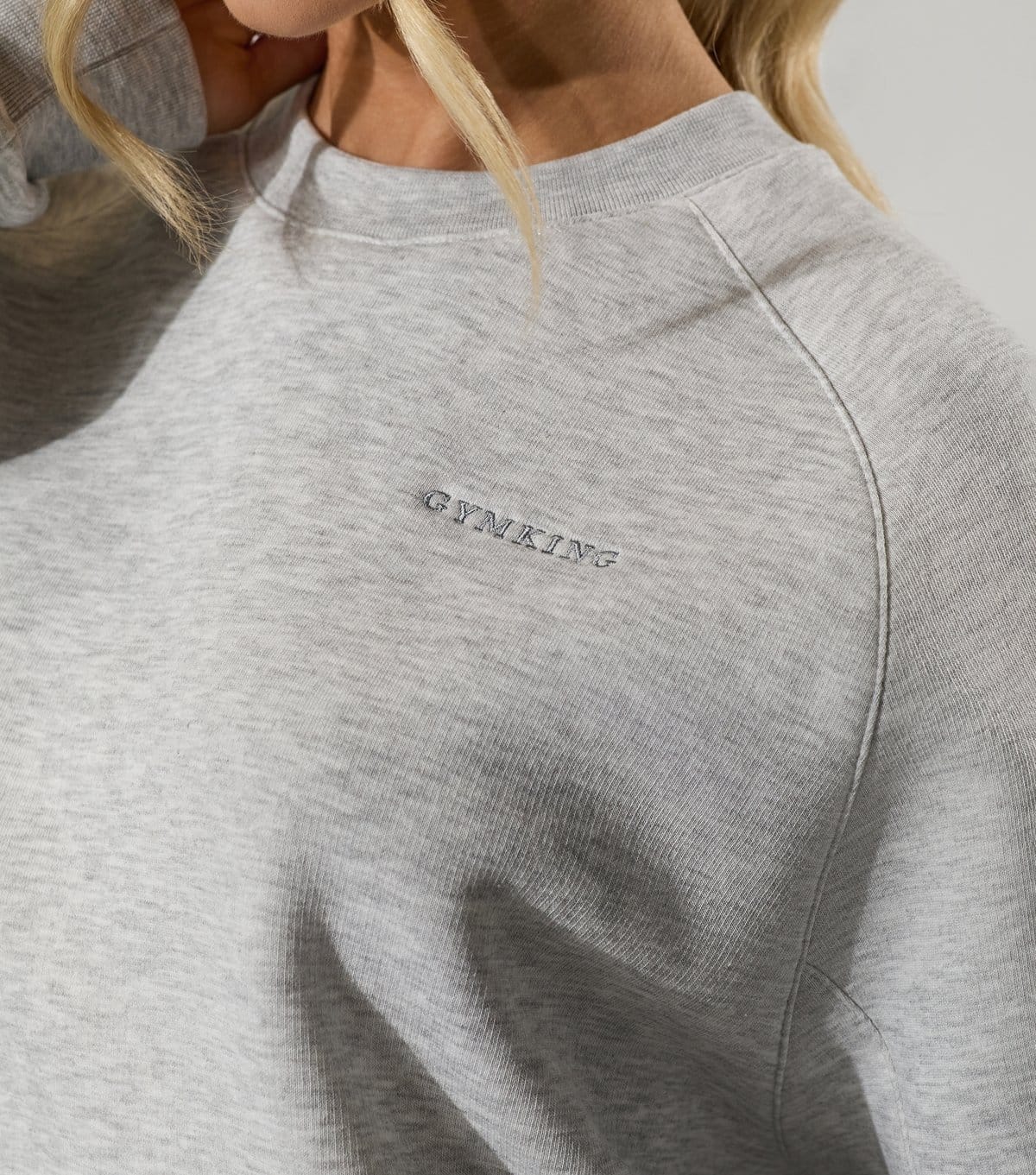 Gym King Women's 365 Light Grey Raglan Sleeve Crew Neck Sweatshirt Gym King New Look - 4