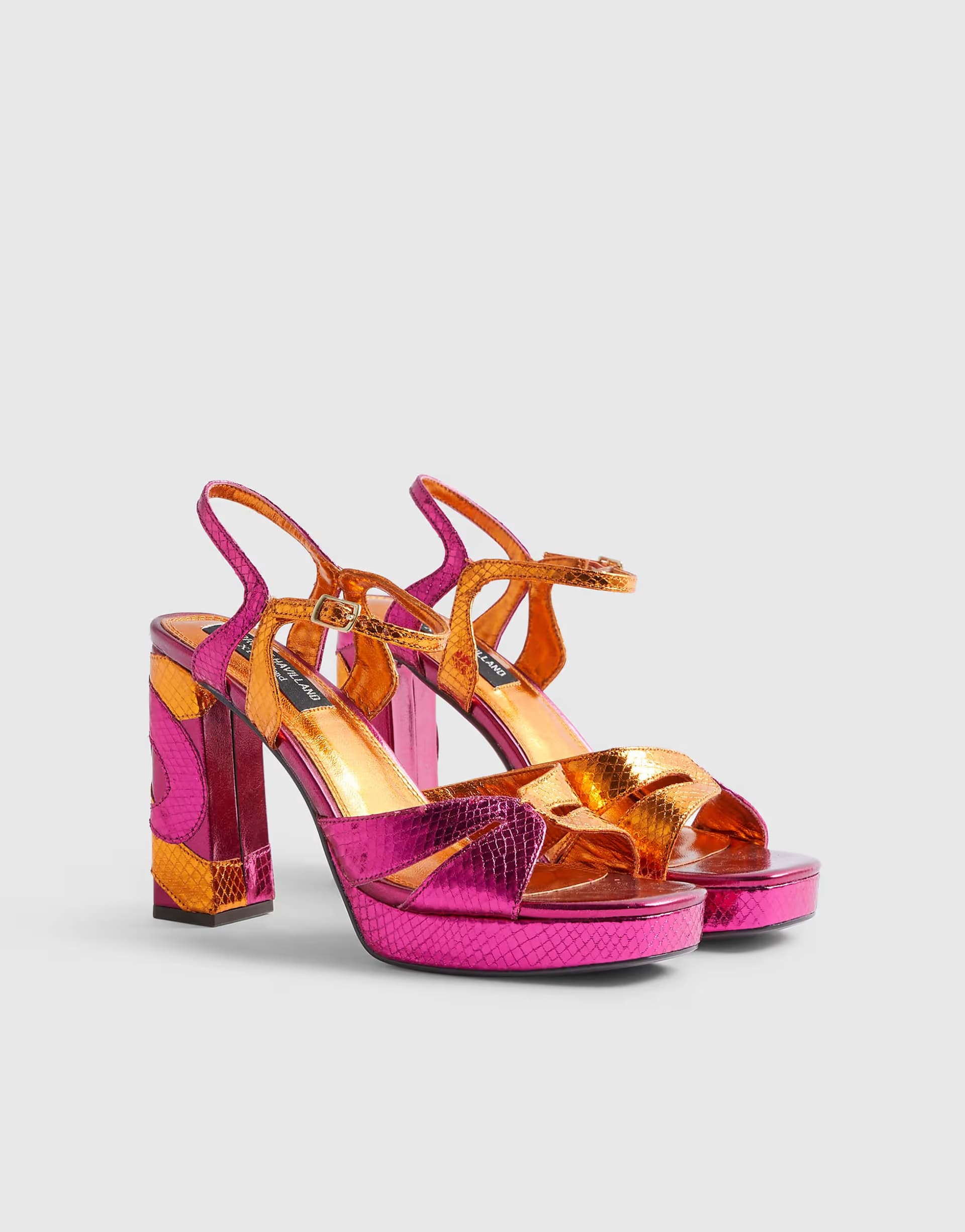 ASOS River Island Metallic platform heeled sandals in pink