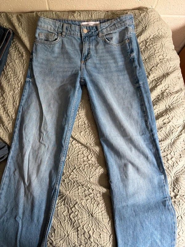 Bershka Light Blue Straight Leg Jeans
