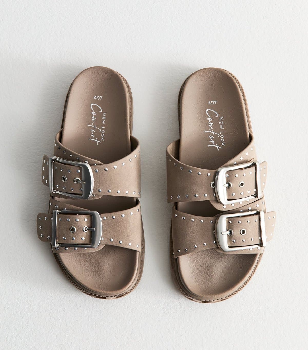 New Look Women's Light Brown Faux Suede Studded Sandals New Look