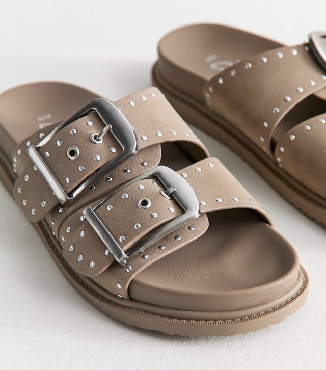 New Look Women's Light Brown Faux Suede Studded Sandals New Look - 2