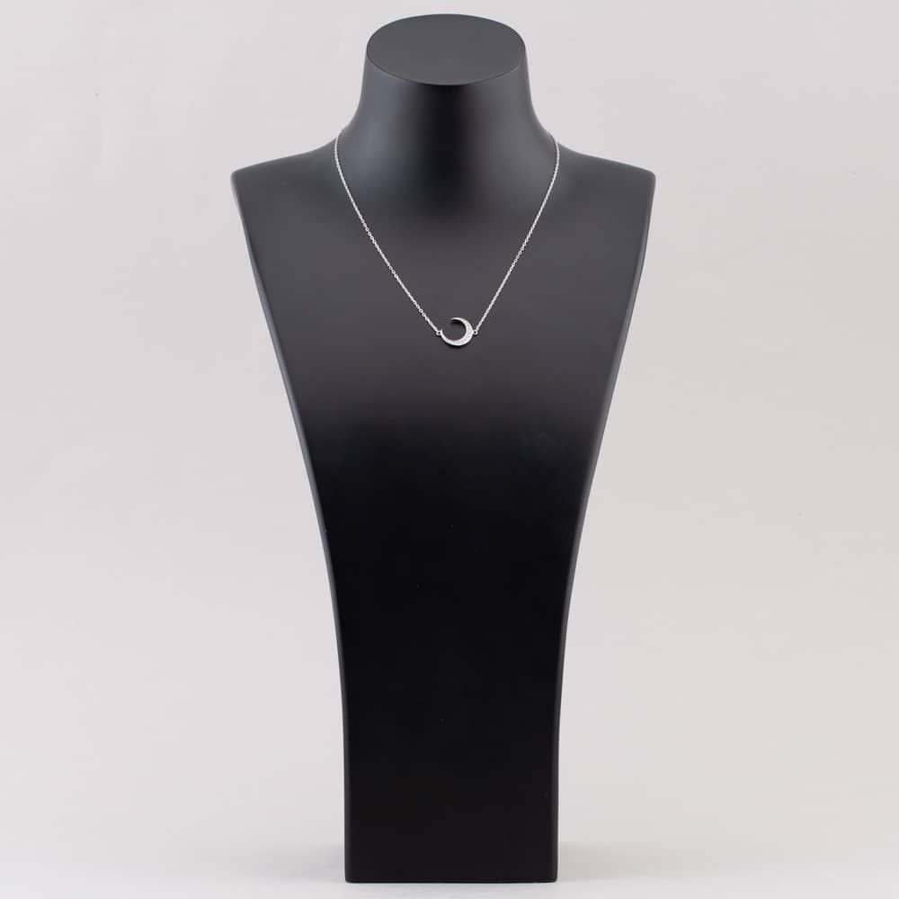 T.H.Baker T.H.Baker Women's Sterling Silver Cubic Zirconia Crescent Moon Necklace N611070 - 2