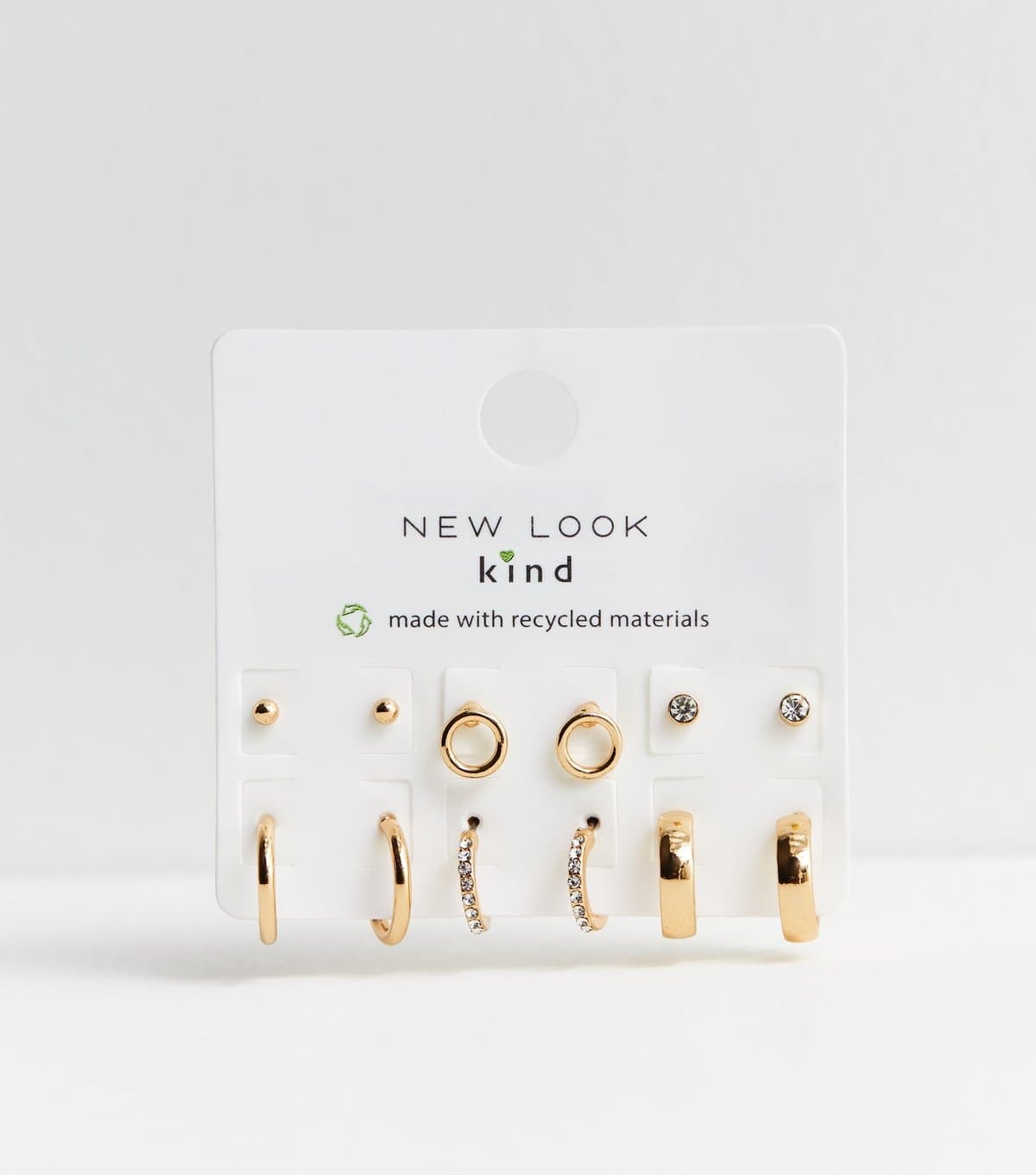 New Look Pack of 6 Gold Tone Hoop and Diamante Earrings New Look