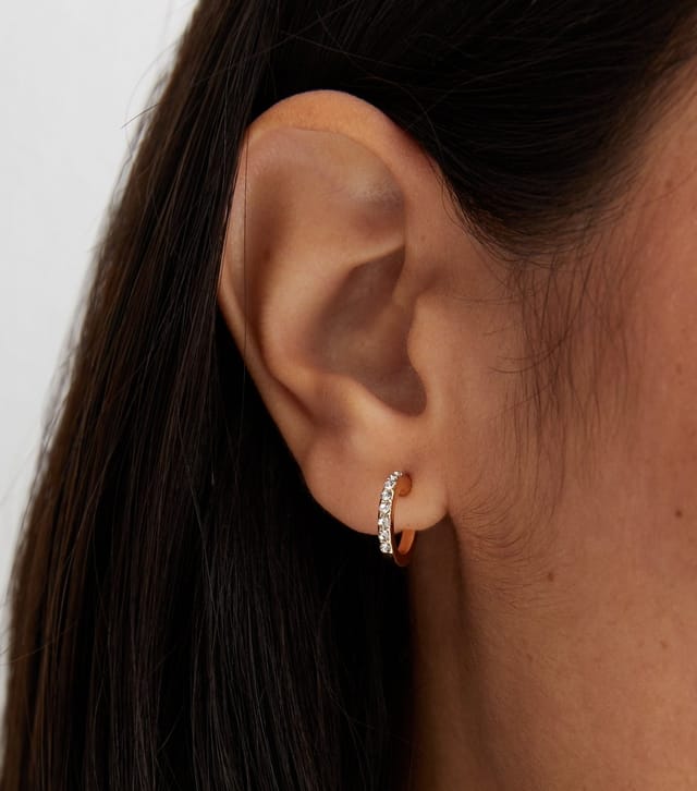 New Look Pack of 6 Gold Tone Hoop and Diamante Earrings New Look - 2