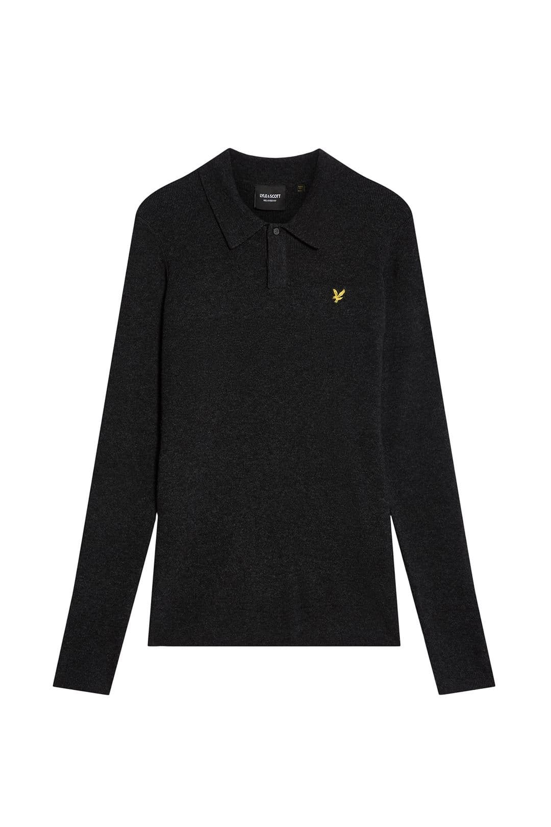 Lyle & Scott Lyle & Scott Men's Lambswool Blend Rugby Jumper Jet Black Marl - 1