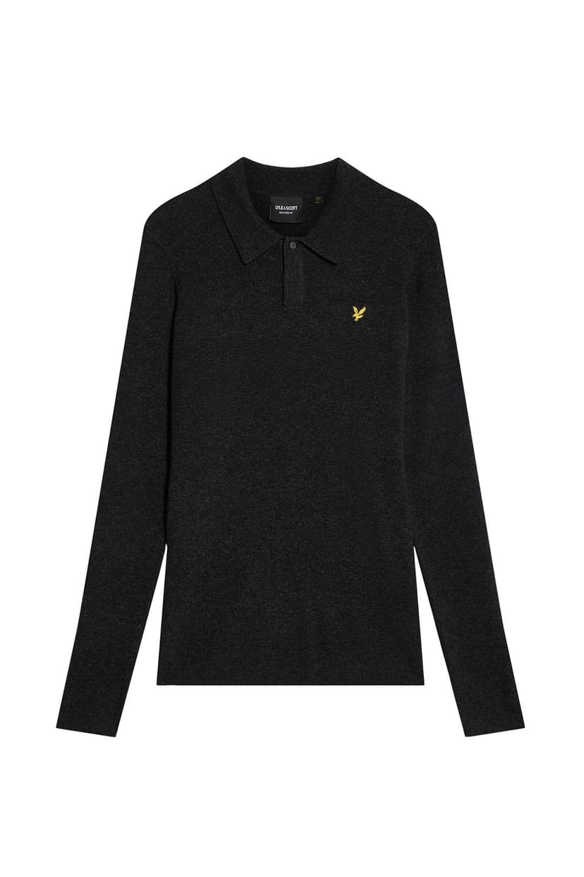 Lyle & Scott Lyle & Scott Men's Lambswool Blend Rugby Jumper Jet Black Marl - 1