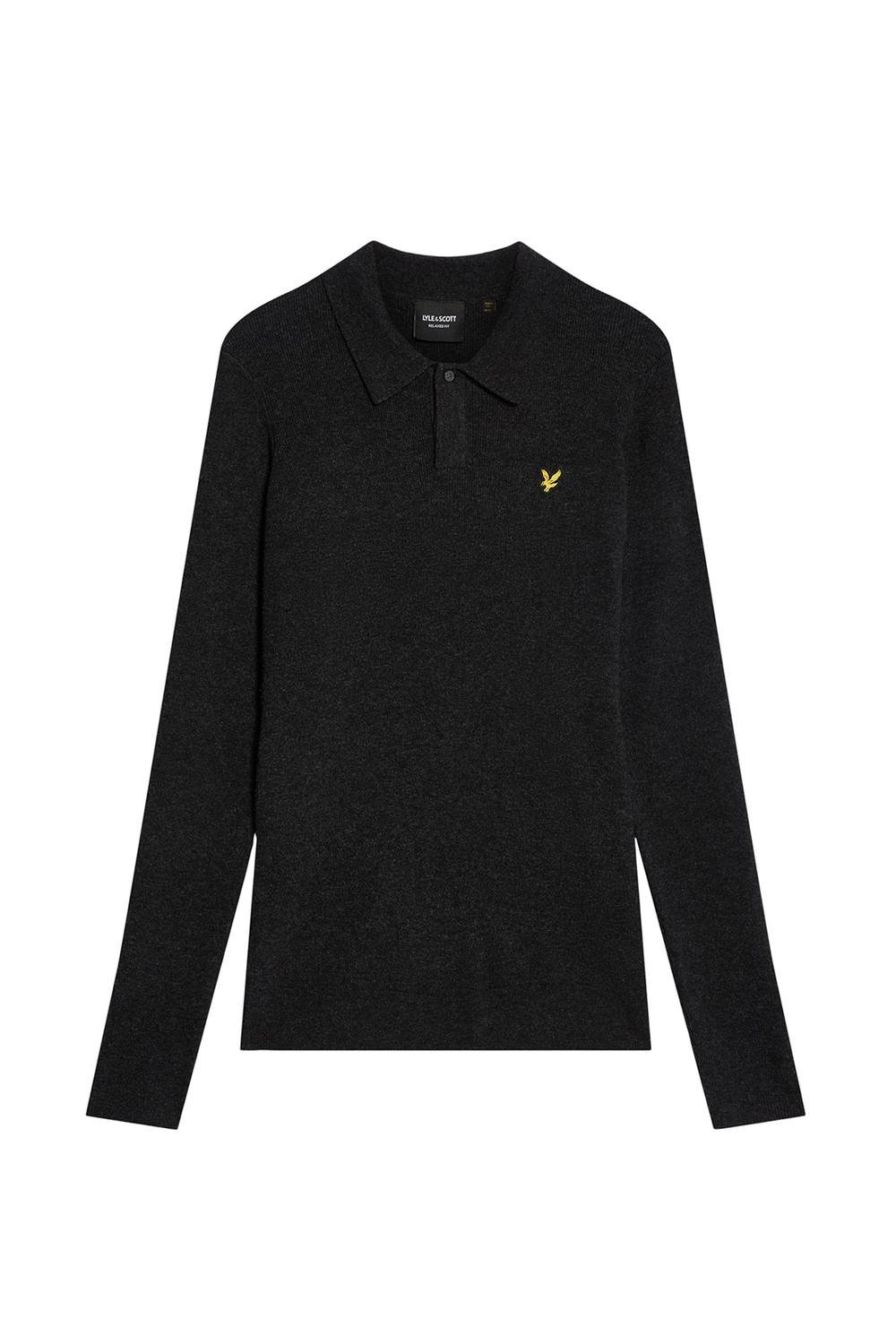 Lyle & Scott Lyle & Scott Men's Lambswool Blend Rugby Jumper Jet Black Marl - 2