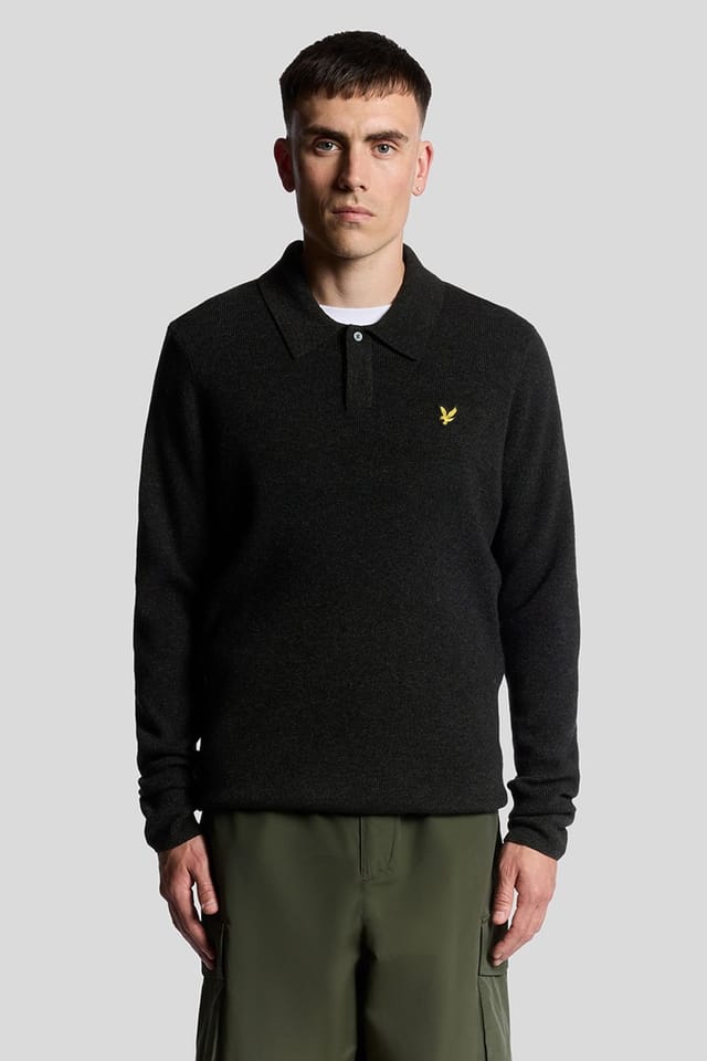 Lyle & Scott Lyle & Scott Men's Lambswool Blend Rugby Jumper Jet Black Marl - 2