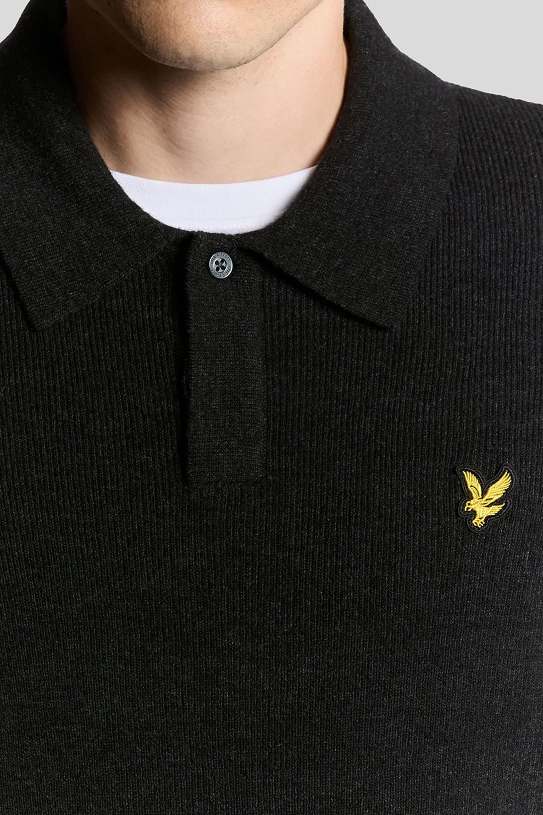 Lyle & Scott Lyle & Scott Men's Lambswool Blend Rugby Jumper Jet Black Marl - 3
