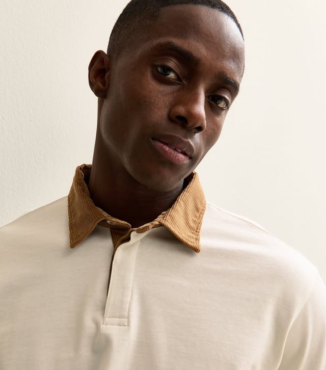 jack & jones Men's Off White Contrast Collar Polo Shirt Jack & Jones New Look - 2