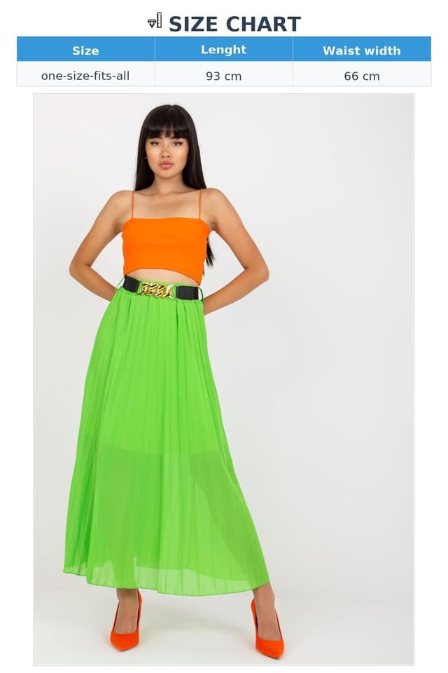 Love Lace Love Lace Women's Long Elastic Waist Skirt with Chain Belt in Green - 3