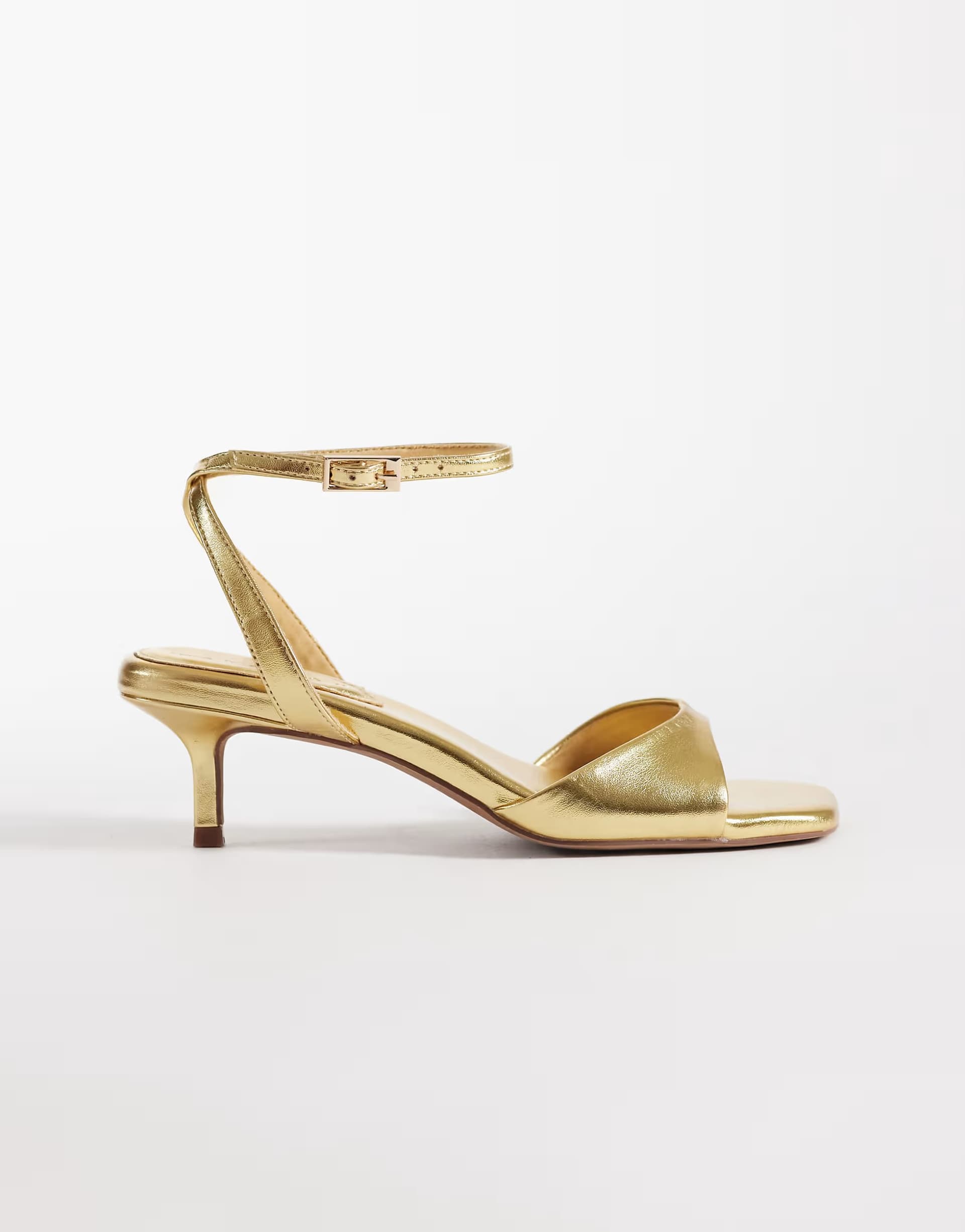 ASOS ASOS DESIGN Gold Barely There Kitten Heel Sandals