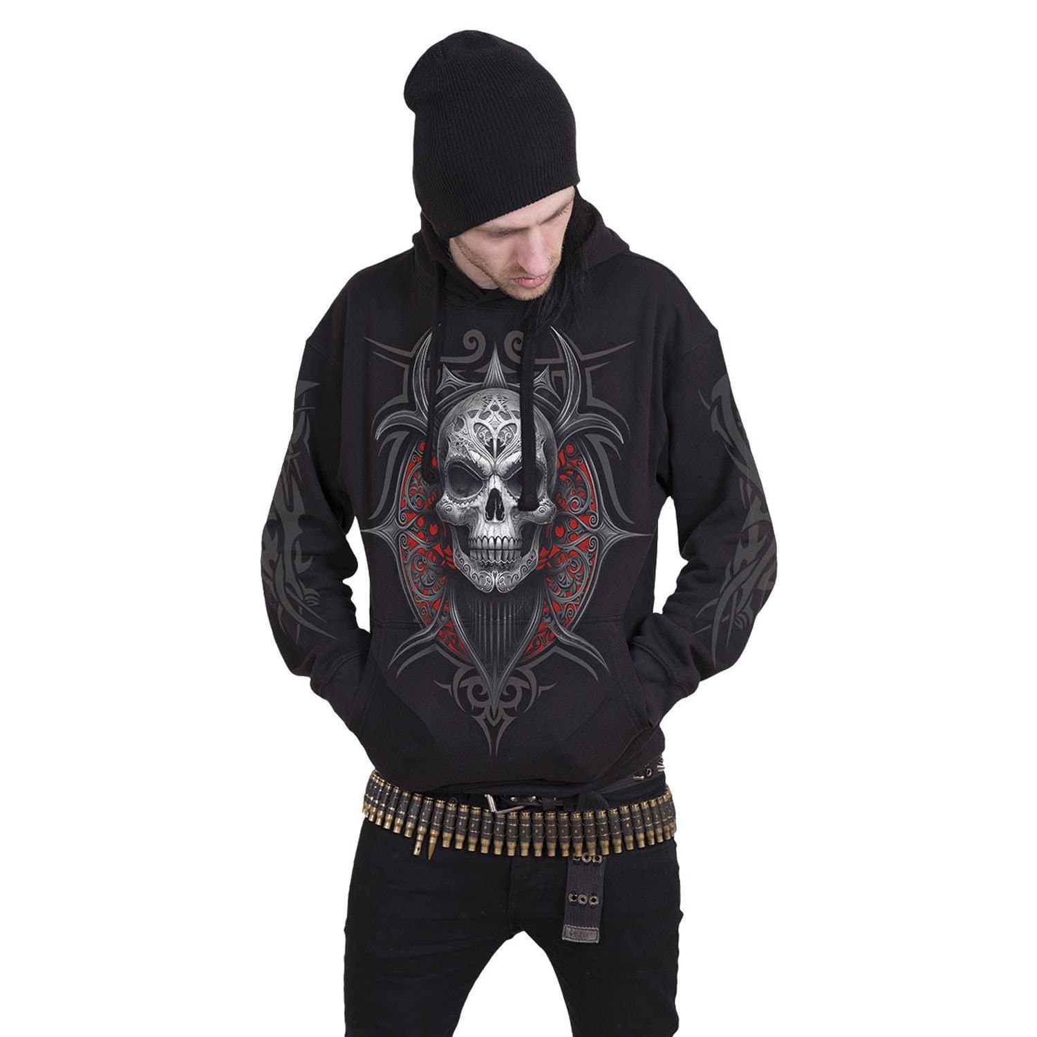 Spiral Spiral Men's High Priestess Back & Sleeve Print Hoodie in Black