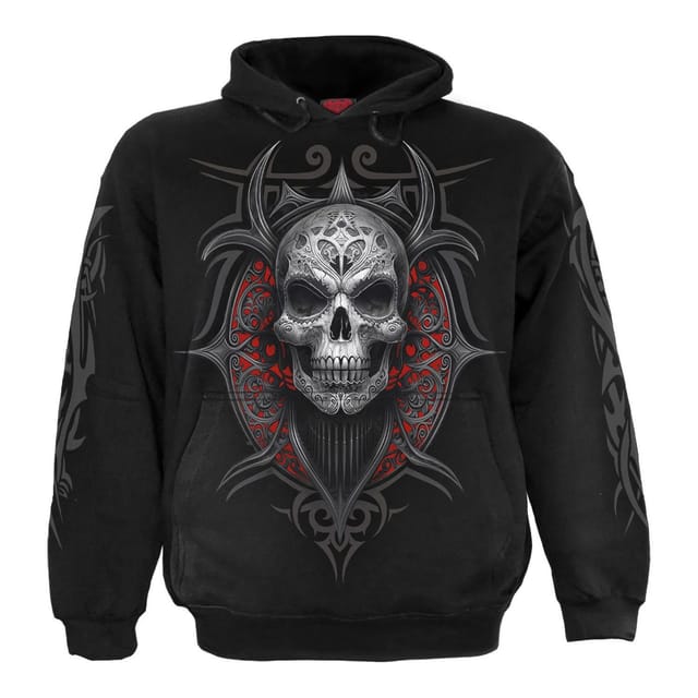 Spiral Spiral Men's High Priestess Back & Sleeve Print Hoodie in Black - 2