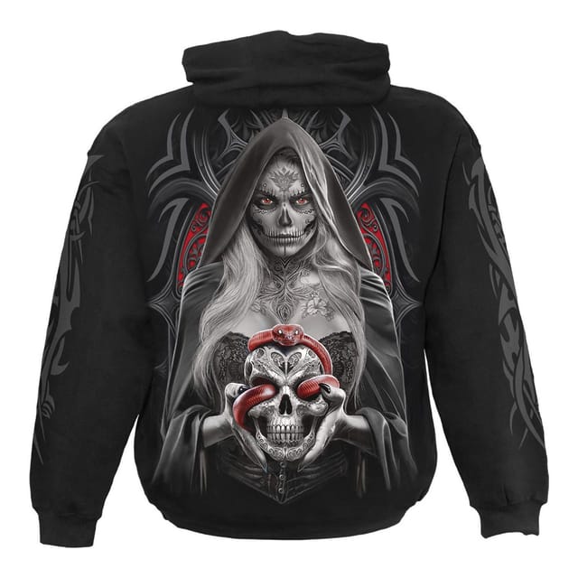 Spiral Spiral Men's High Priestess Back & Sleeve Print Hoodie in Black - 3