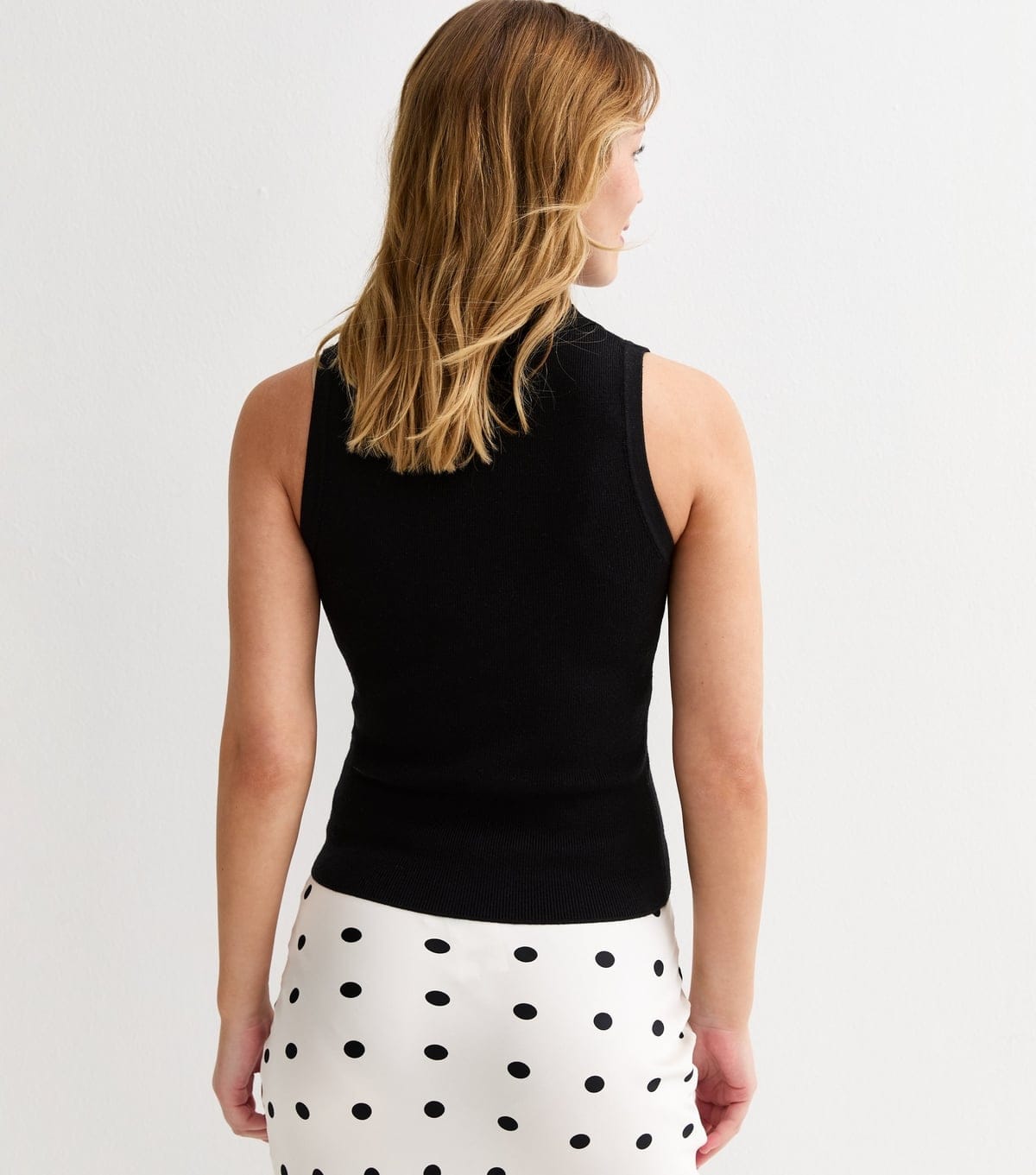 New Look Women's Black Compact Knit Ribbed Polo Vest New Look - 4