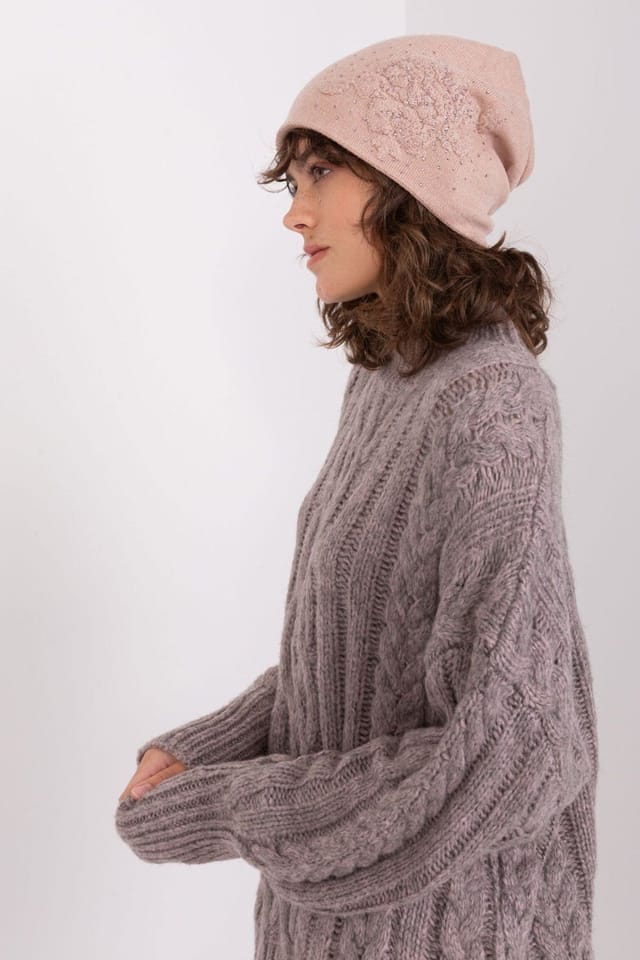 Love Lace Love Lace Women's Warm Cashmere Winter Beanie Hat with Decorative Rhinestones Cozy in Pink - 2