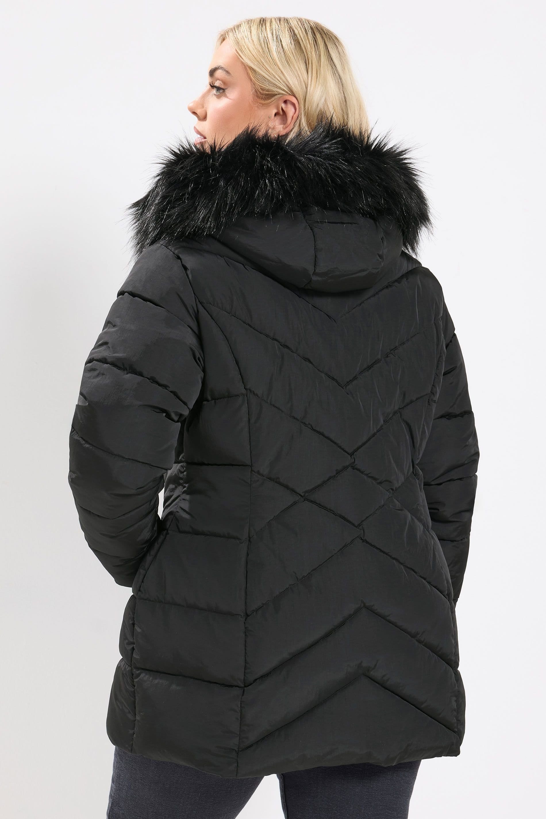 Yours Yours Women's Short Padded Coat in Black - 4