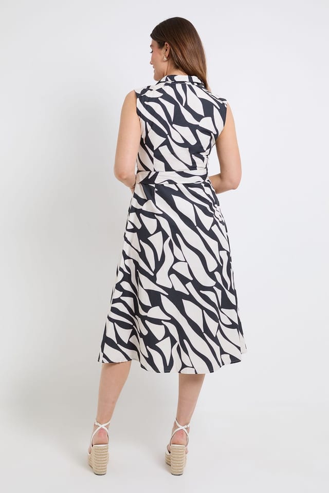 Wallis Wallis Women's Summer Cotton Palm Shirt Dress in Navy - 3