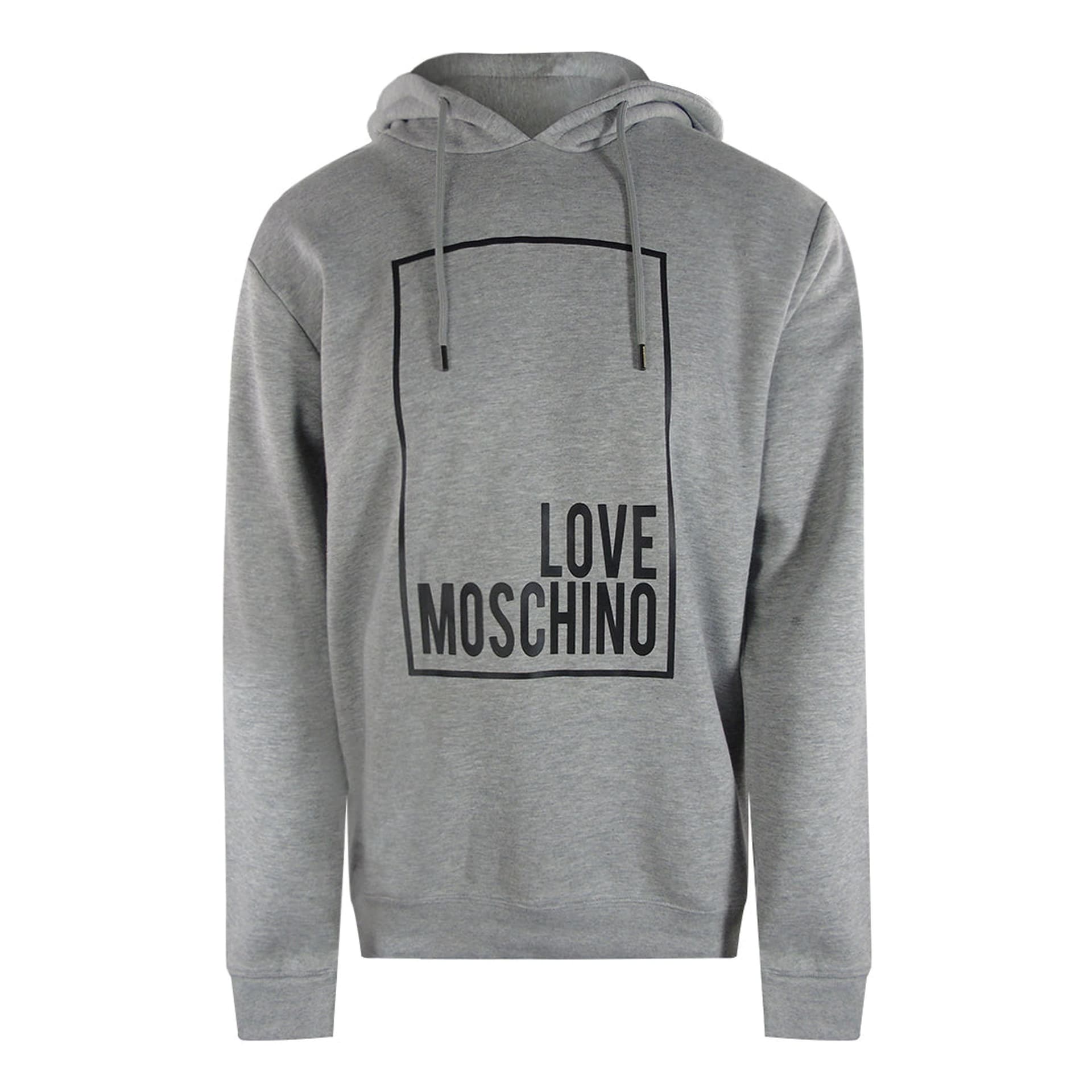 Love Moschino Love Moschino Men's Long Sleeve Hooded Relaxed Fit Hoodie in Grey