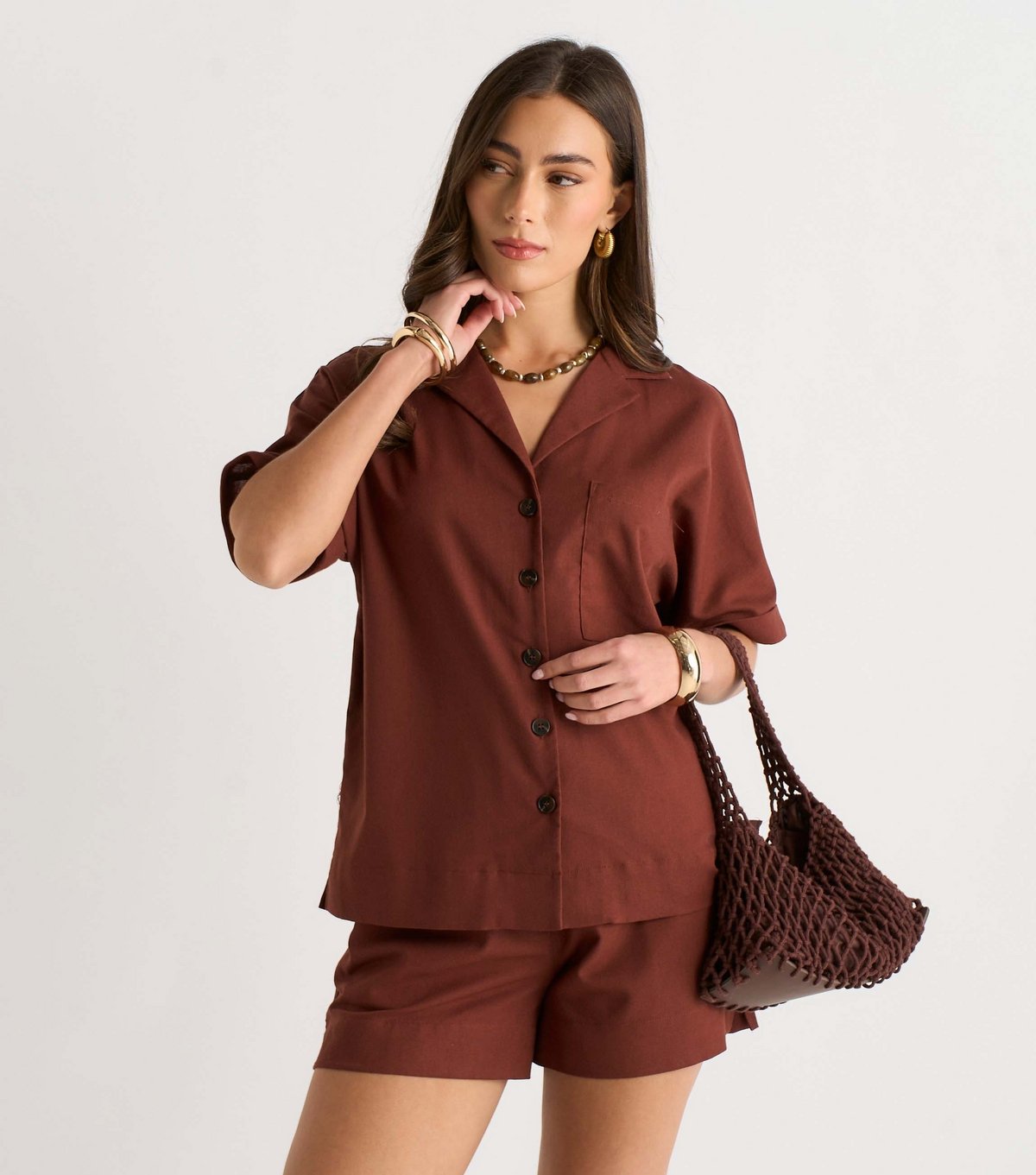 Gini London Women's Dark Brown Button Through Shirt Gini London New Look - 2