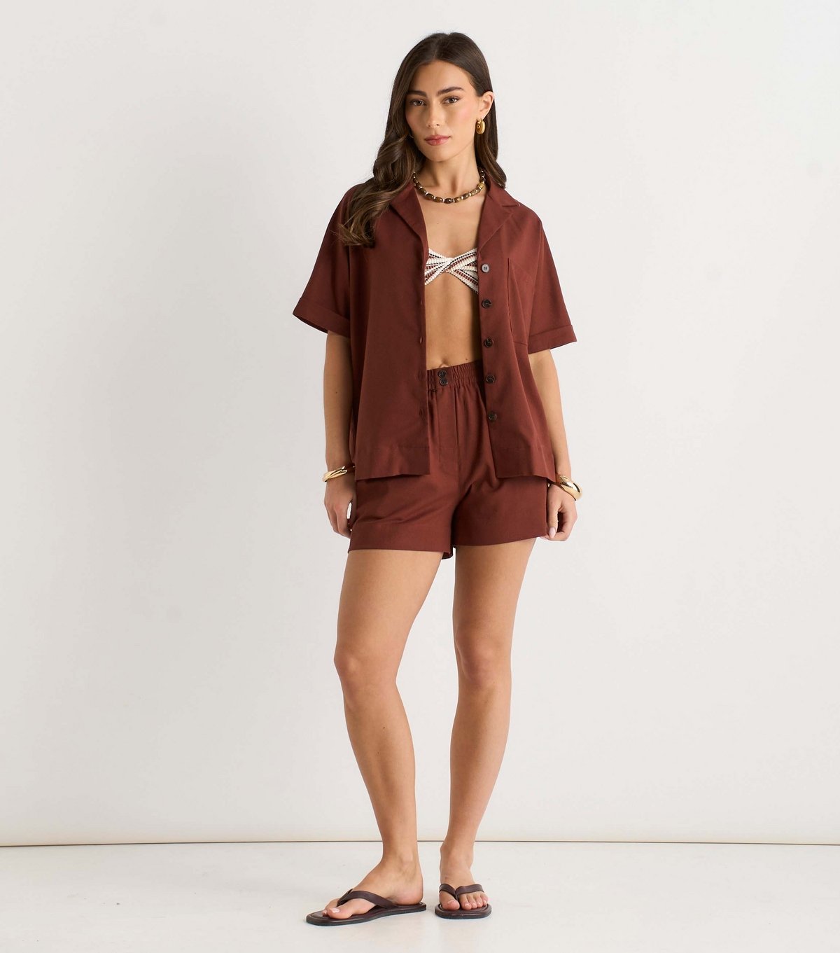 Gini London Women's Dark Brown Button Through Shirt Gini London New Look - 3