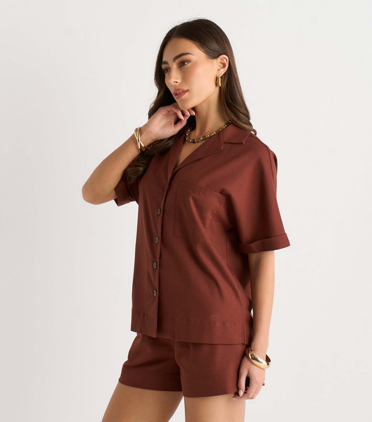 Gini London Women's Dark Brown Button Through Shirt Gini London New Look - 4