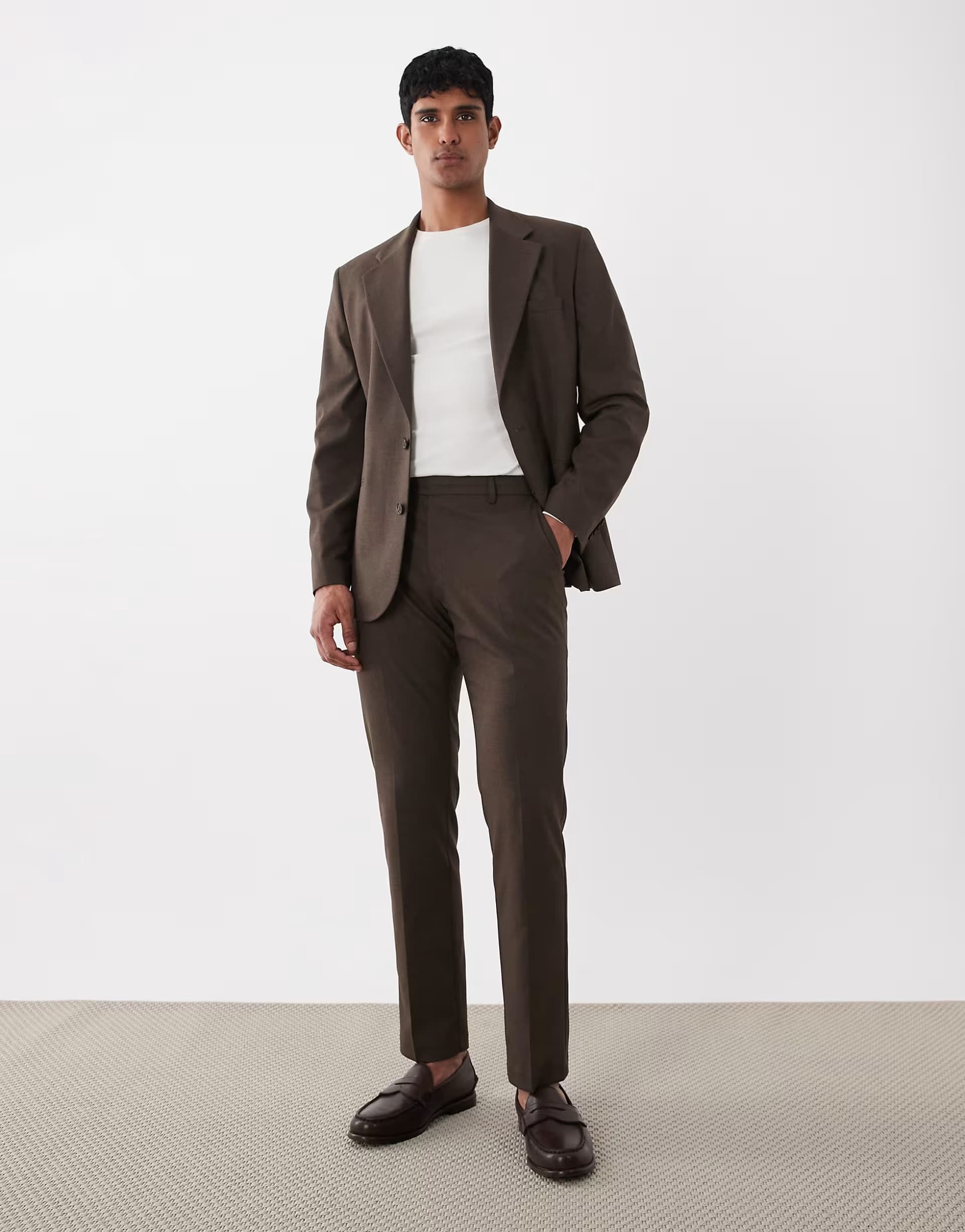 ASOS ASOS DESIGN slim suit trousers in brown marl