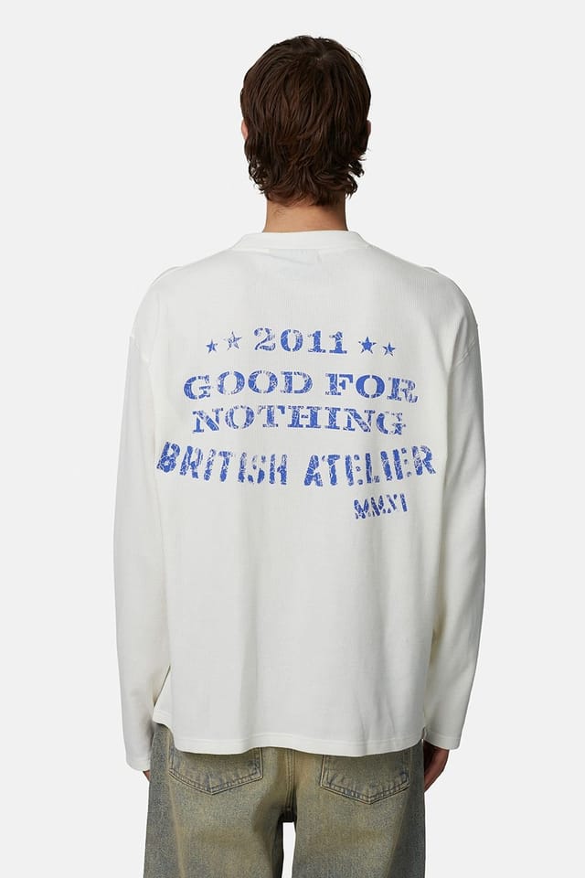 Good For Nothing Good For Nothing Men's Long Sleeve Waffle Tee in White - 2