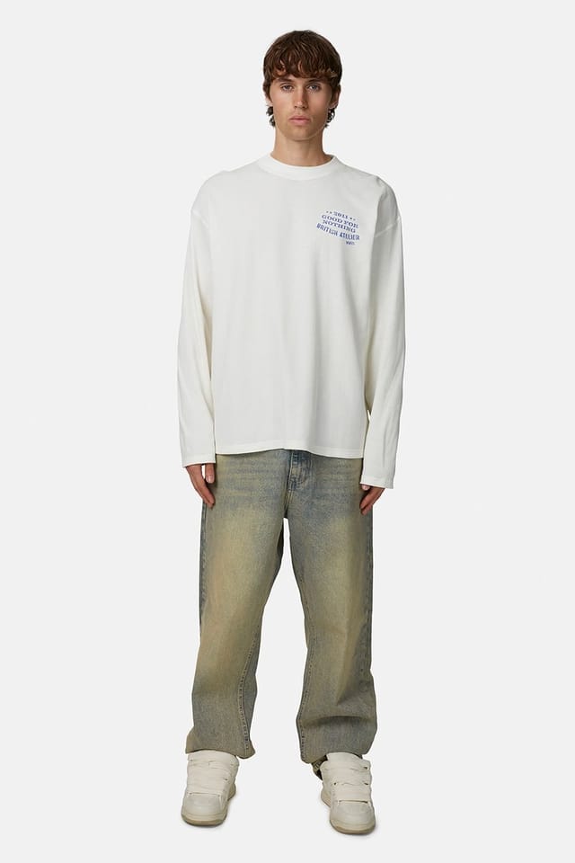 Good For Nothing Good For Nothing Men's Long Sleeve Waffle Tee in White - 3