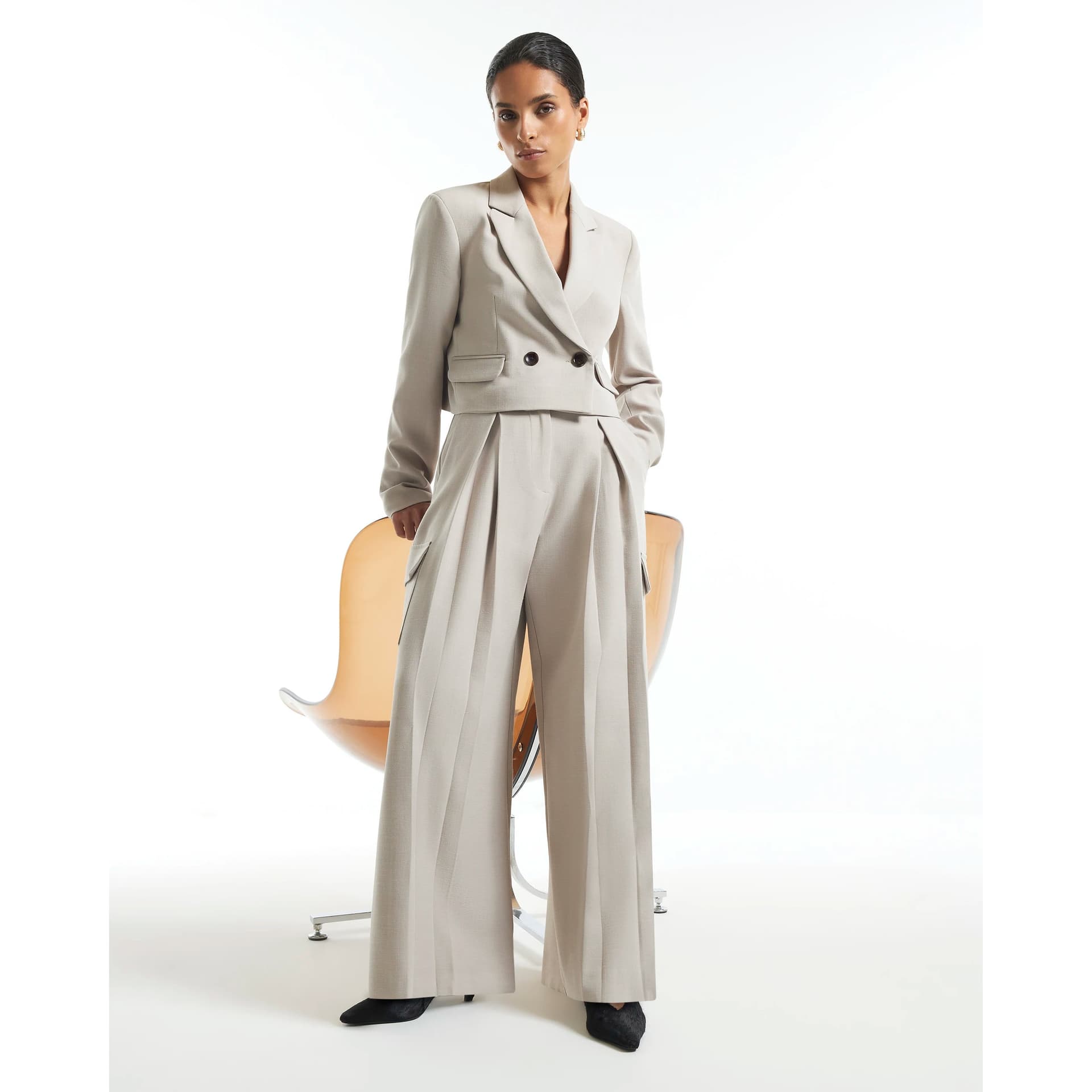 River Island River Island Womens Petite Beige Crop Jacket