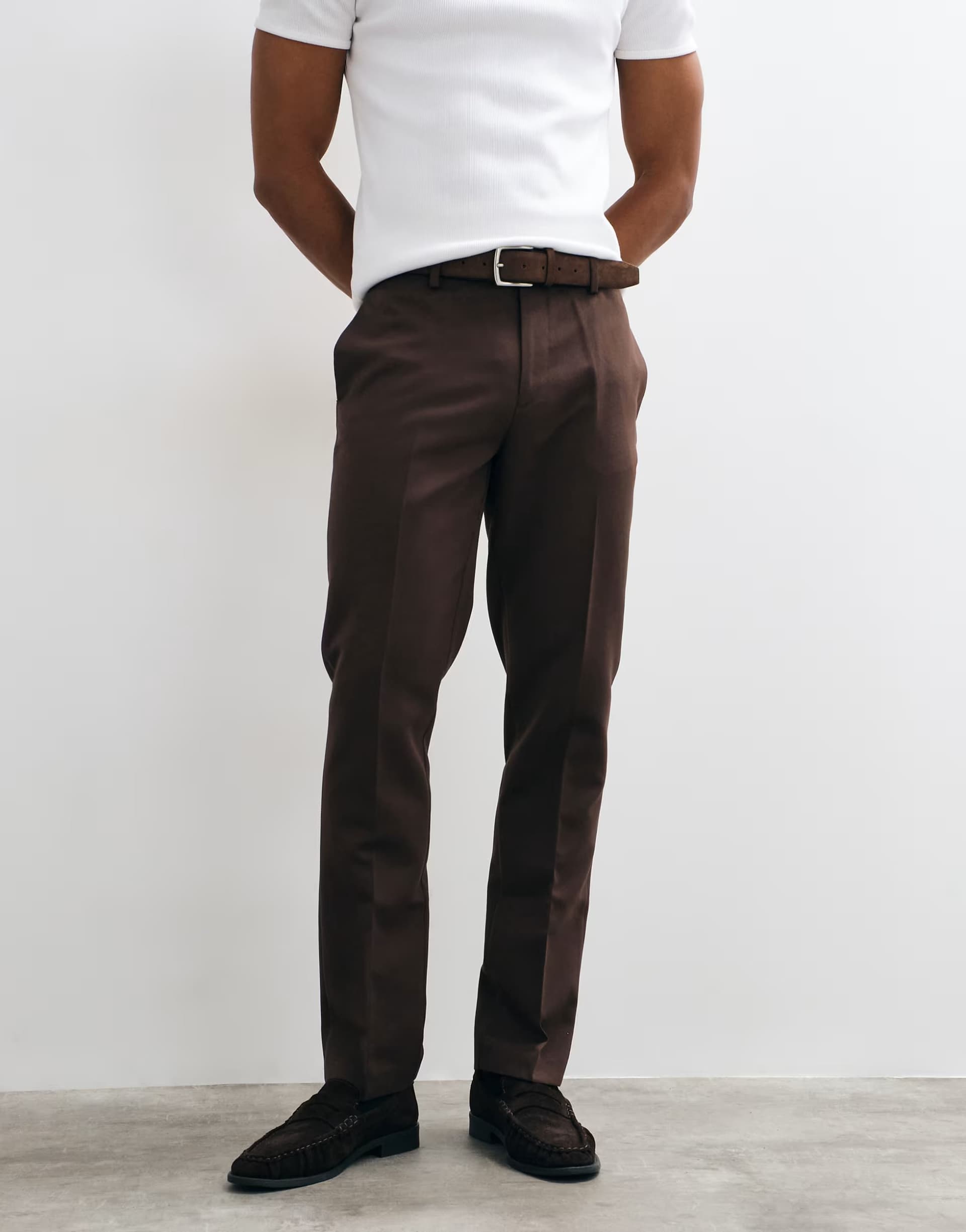 ASOS ASOS DESIGN tailored slim trousers in dark brown