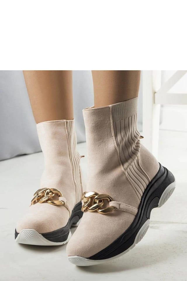 Love Lace Love Lace Women's Insulated Faux Suede Slip On Boots with Rubber Sole & Chain in Beige - 3