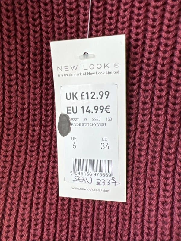 New Look New look - sleeveless knit top - size 6 - burgundy