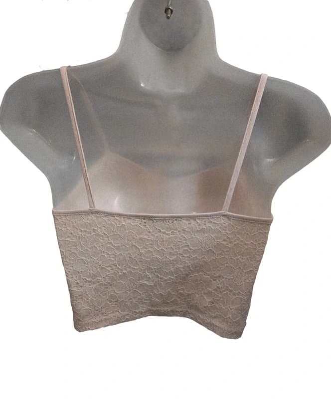 New Look New Look Y2k Style Baby Pink Lace Cropped Cami Top Size 8