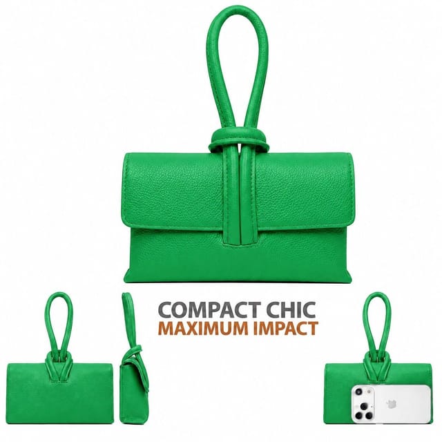 Woodland Leathers Woodland Leathers Women's Women's Italian Leather Convertible Clutch Bag in Green - 3