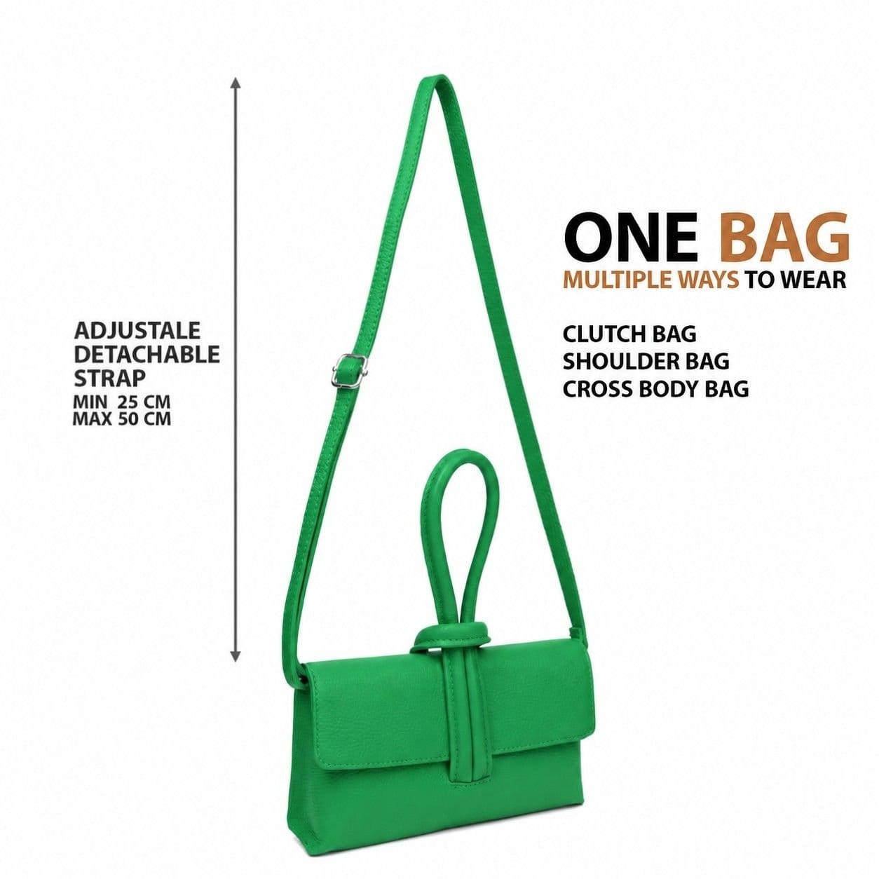 Woodland Leathers Woodland Leathers Women's Women's Italian Leather Convertible Clutch Bag in Green - 4