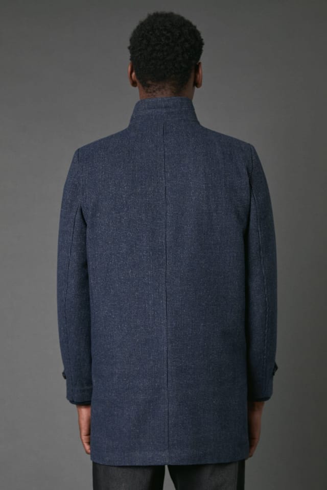 Maine Maine Men's Navy Wool Blend Funnel Neck Coat With Insert - 3