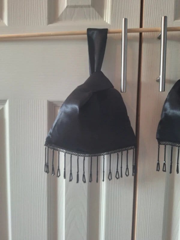 Seals of Kent Black satin Japanese Knot bag with black bead detail - 1