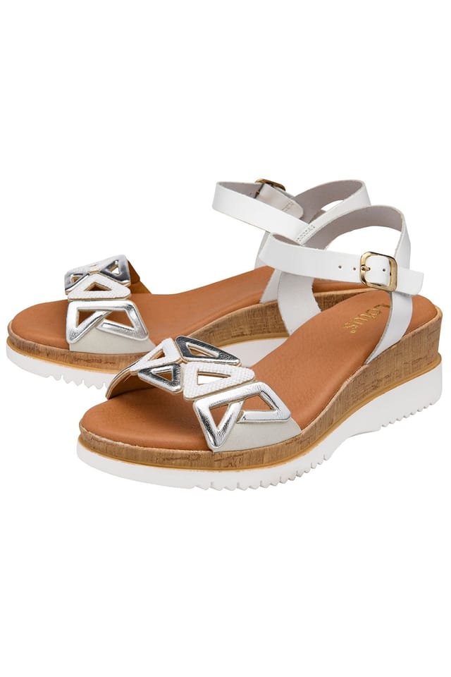 Lotus Lotus Women's 'Ariah' Leather Wedge Sandals in White - 2