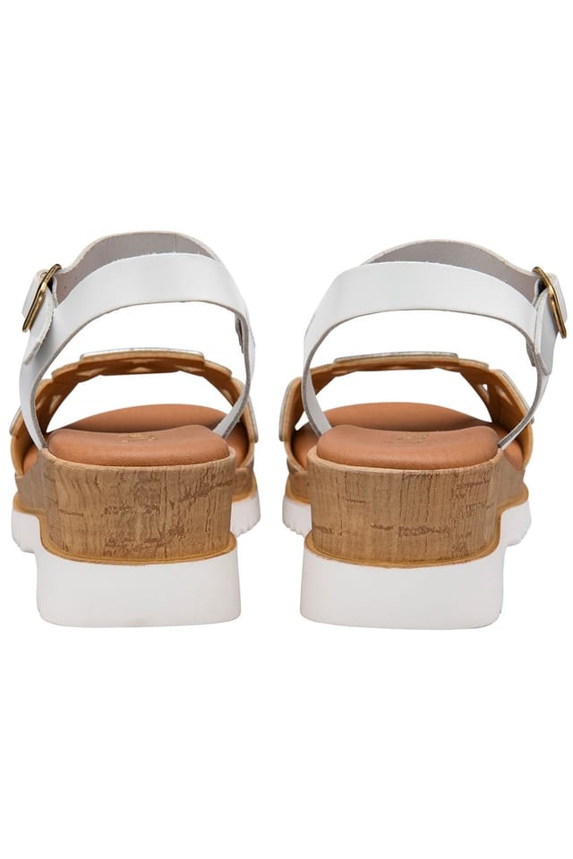 Lotus Lotus Women's 'Ariah' Leather Wedge Sandals in White - 3