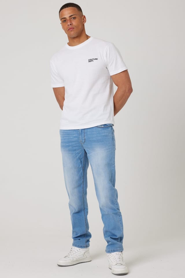 BCouture BCouture Men's Straight Fit Stretch Denim Jeans in Light Blue - 2